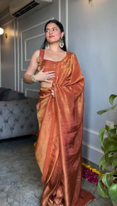 Beautiful Designer Saree On Chimar Tissue Silk Febric With Mukesh Work & Havy Fancy Lace